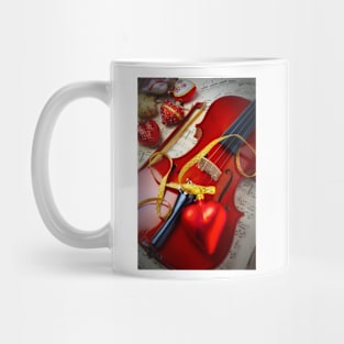 Red Heart On Violin Mug